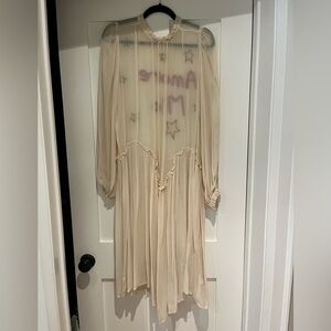 Anthropology Sheer Cream Long Dress, size S